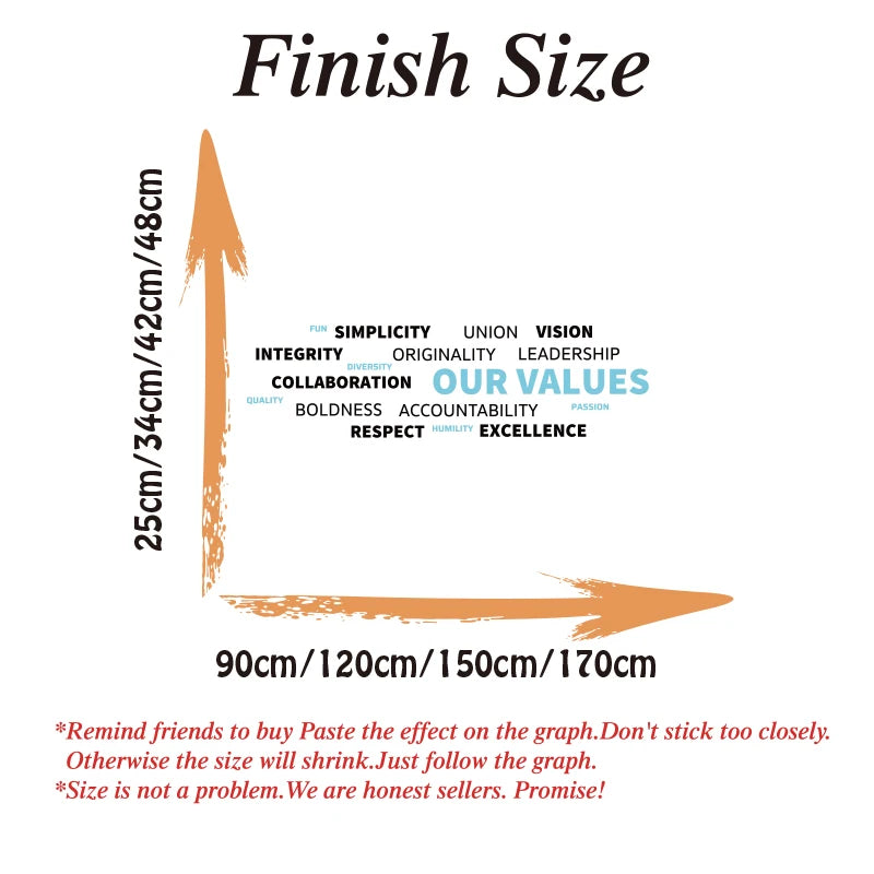 Our Values Inspirational Quote Office Wall Sticker Passion Teamwork Success Motivational Wall Decal Classroom Vinyl