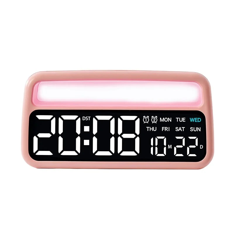 Digital Alarm Clock with 8 Colors Changing Mood Light Date Week DST Snooze Table Clock Auto Dimmable Sleep Mode 12/24H