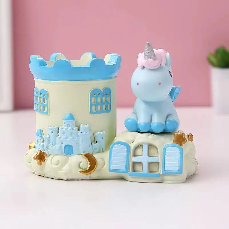 Creative ins unicorn cartoon cute primary and secondary school students pen holder resin gift birthday gift for boys