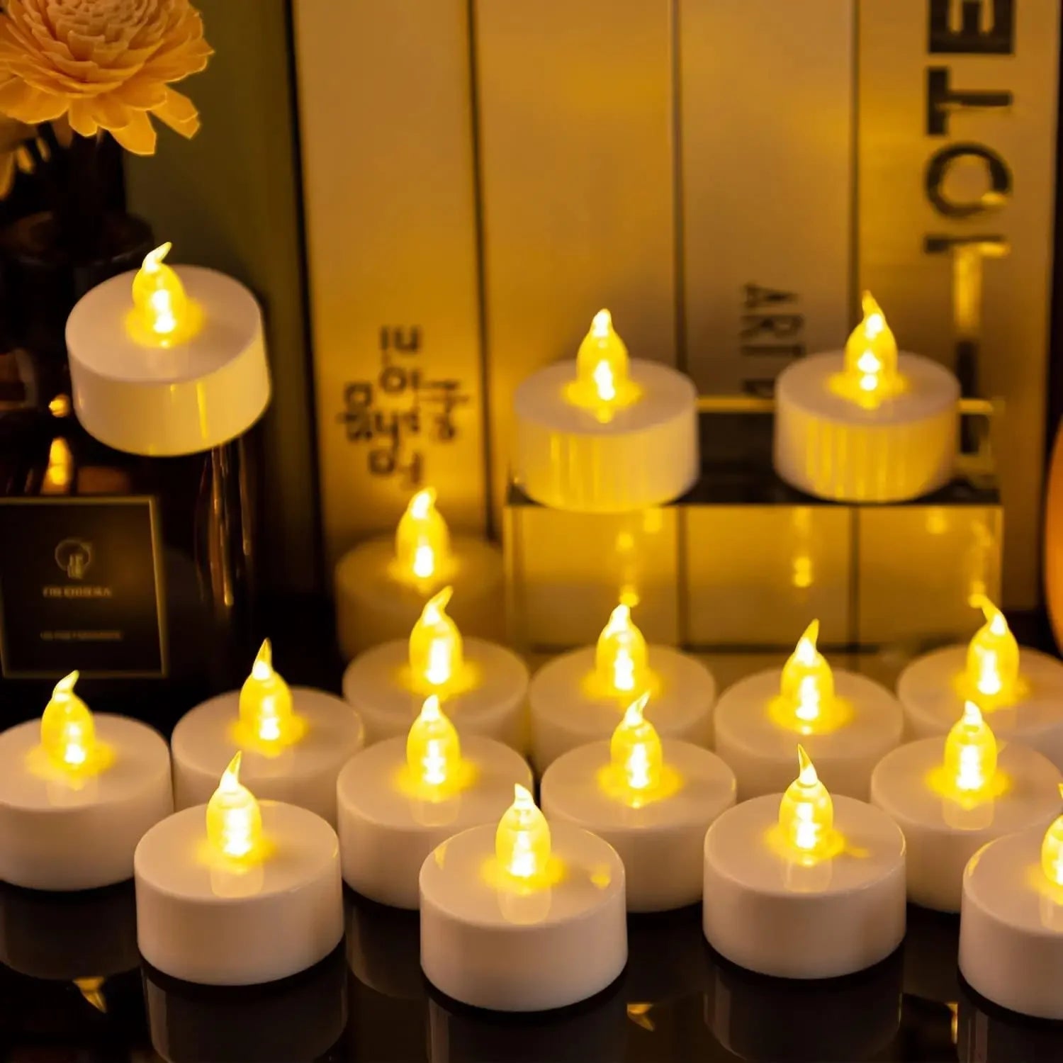 24Pcs/Set Flameless LED Candle Creative wishing Led Tea Light Warm White Flameless Candle Halloween Christmas Decor