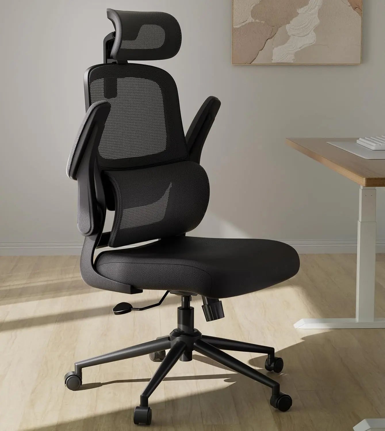 P1 Ergonomic Office Chair with 2D Lumbar Support & Adjustable Headrest - Heavy Duty 300lbs Capacity 102° Reclining