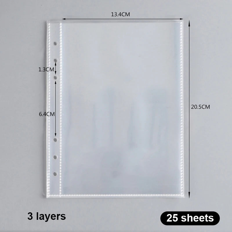 A4 A5 Loose-leaf PP Transparent Inner Leaf File Bag Test Paper Photo Card Storage Book Paper Organizer File Folder Set