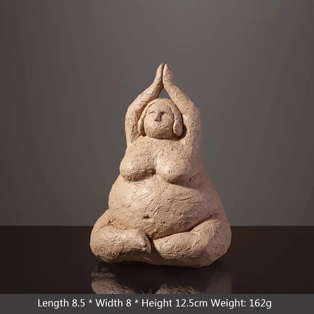 Resin Abstract Fat Lady Yoga Statue Home Decor Decoration Room Figurines For Interior Desk Accessories Sculptures