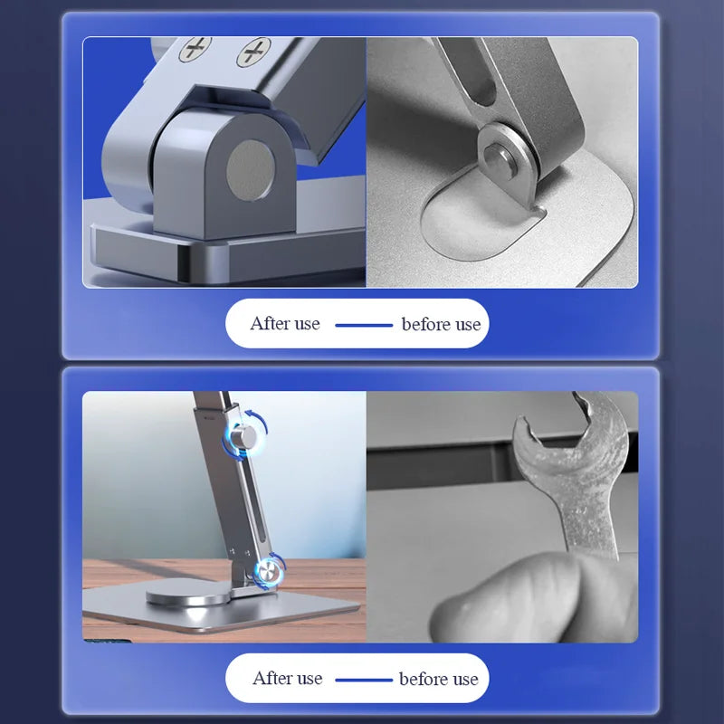 Tablet Stand 360°Rotating Folding Aluminum Adjustable Desk Holder Mount Riser for iPad Pro Air 4 Mini 12.9 4-14 Inch