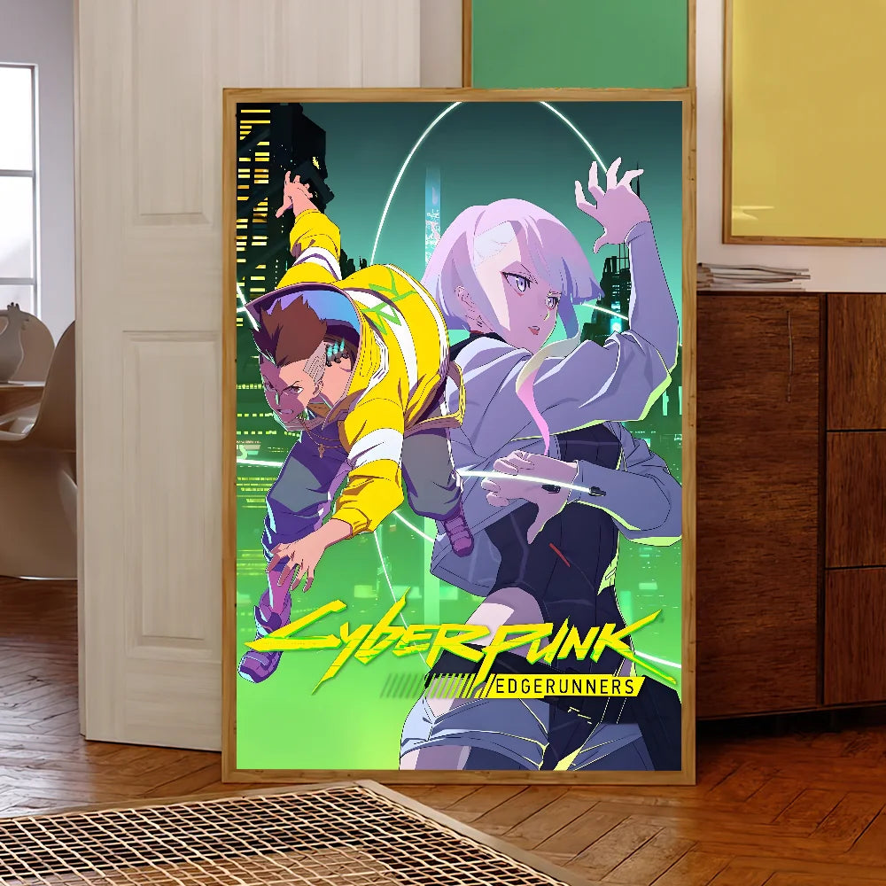 Anime C-Cyberpunk E-Edgerunners Poster Self Adhesive Painting Living Room Office Decoration Bedroom Home Wall Sticker