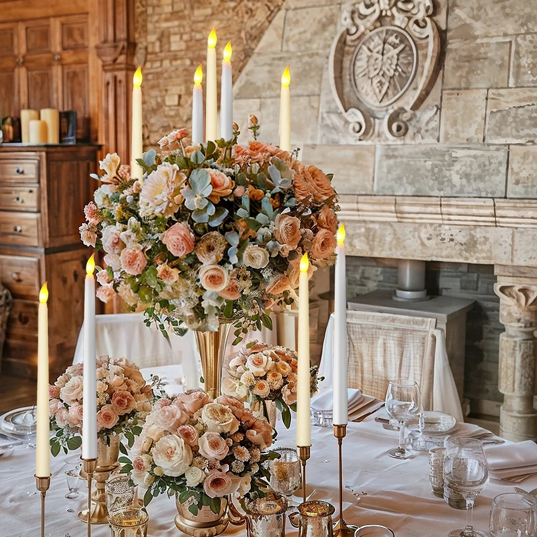 12-200Pcs Flameless Taper Candles Wedding Flickering LED Candles with 3D Wick Battery Operated Candles Party Home Fake