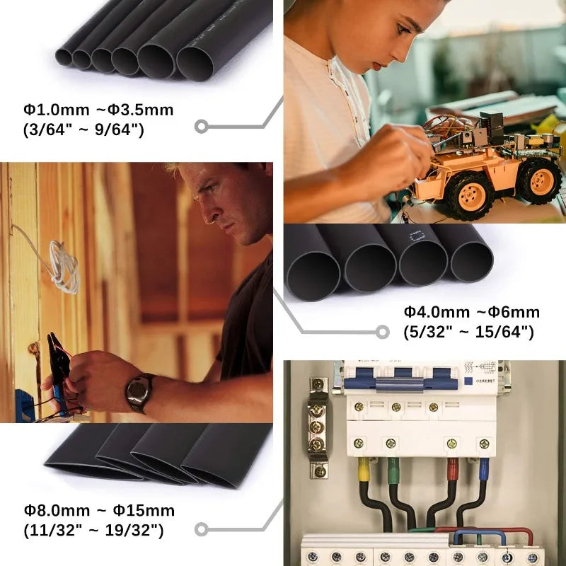 PE Heat Shrink Tubing Set Waterproof Insulation Electrical Cable Protection Sleeve Thermoresistant Tube Shrink Wire