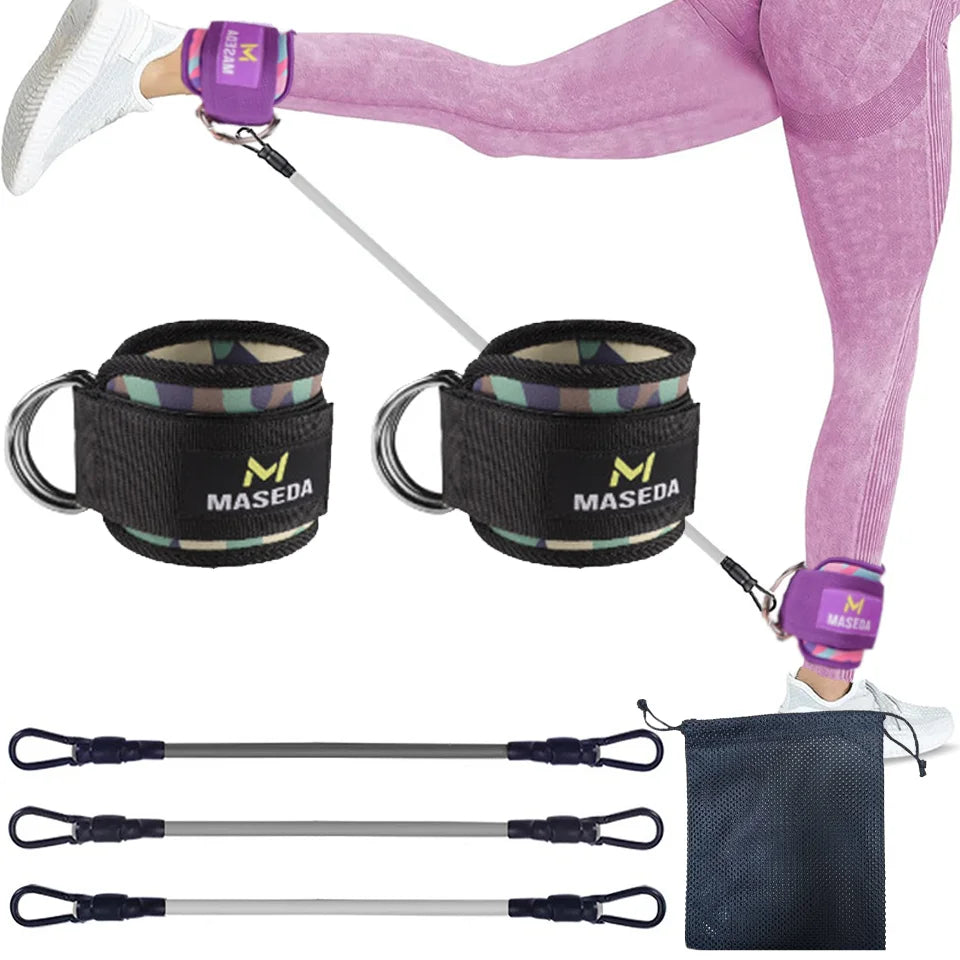 LOOGDEEL D-Ring Support Ankle Cuffs Resistance Bands Ankle Straps Fitness Yoga Leg Strength Safety Extensions Gym Guard