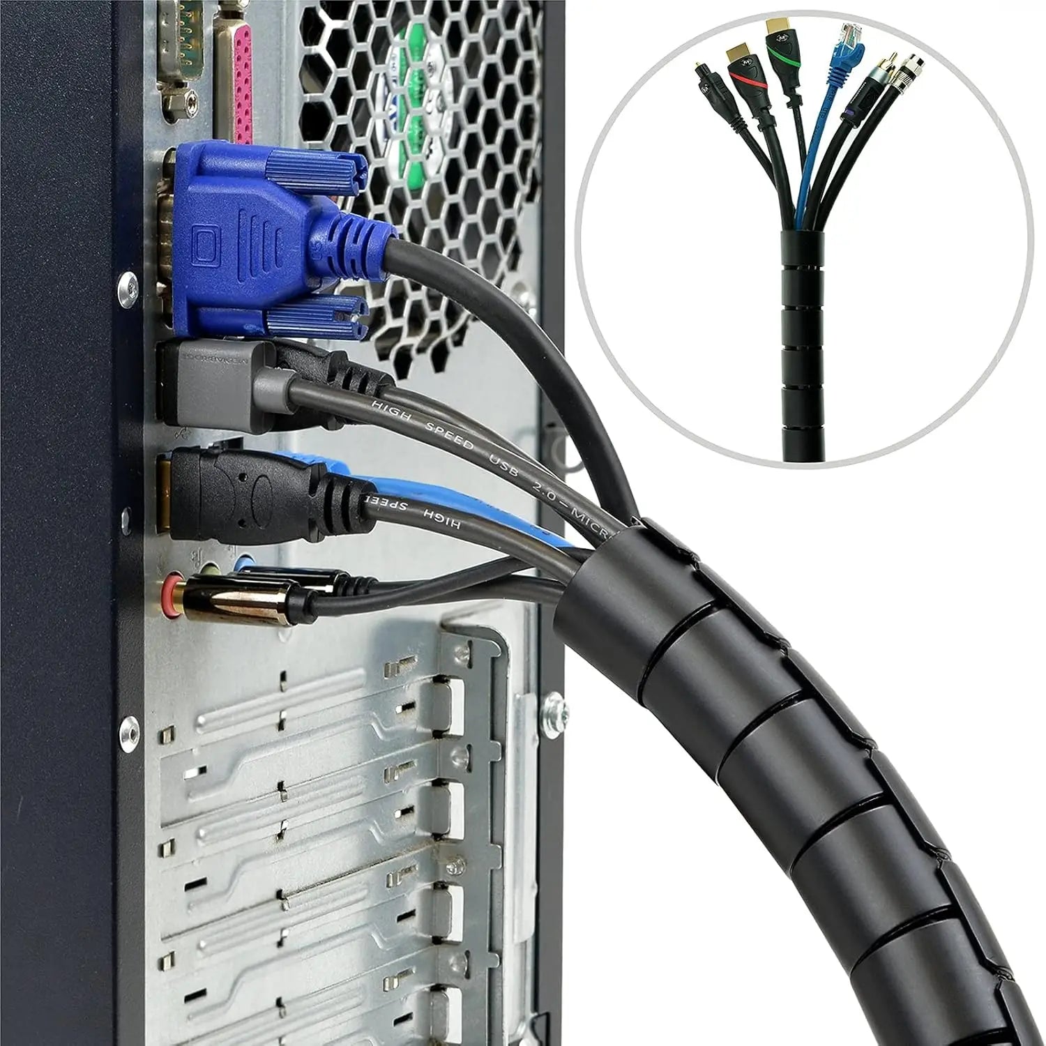 Spiral Cable Wire Wrap Computer Cord Management Winding Tube Flexible Cable Protection Sleeves Office Wire Organizer