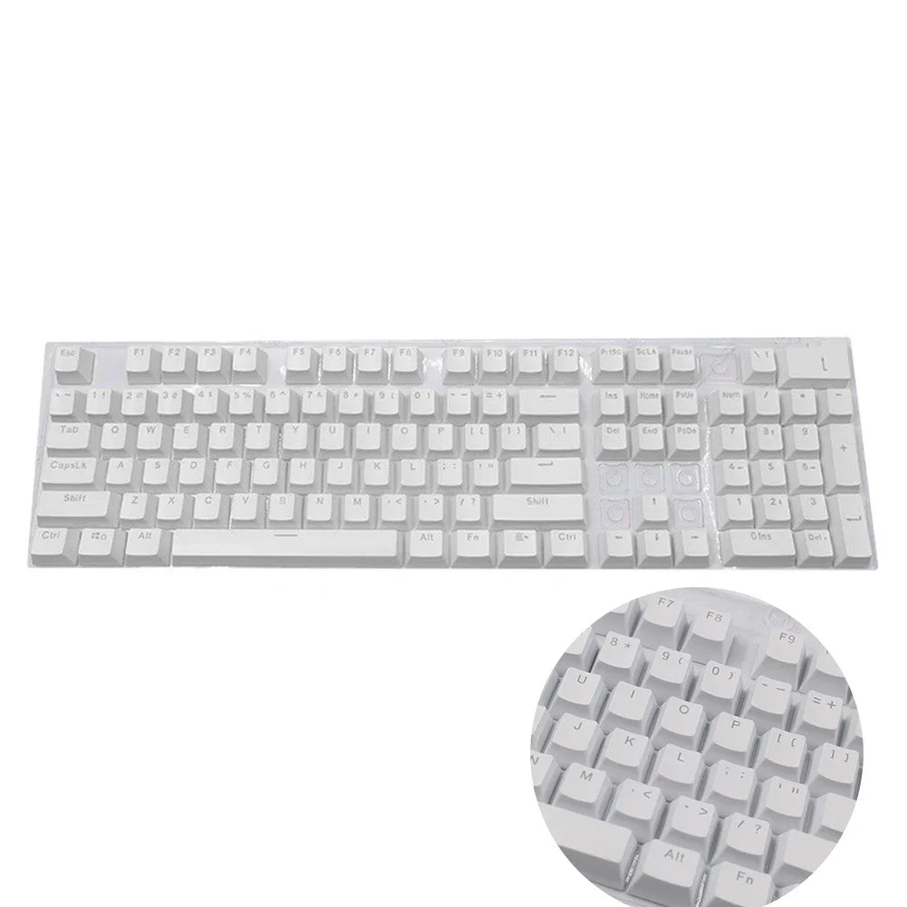 New 104 Pcs Mechanical Keyboard Keycaps Set OEM Replacement Backlit ABS Purple White Key Cap for 61/87/104 Key Cherry