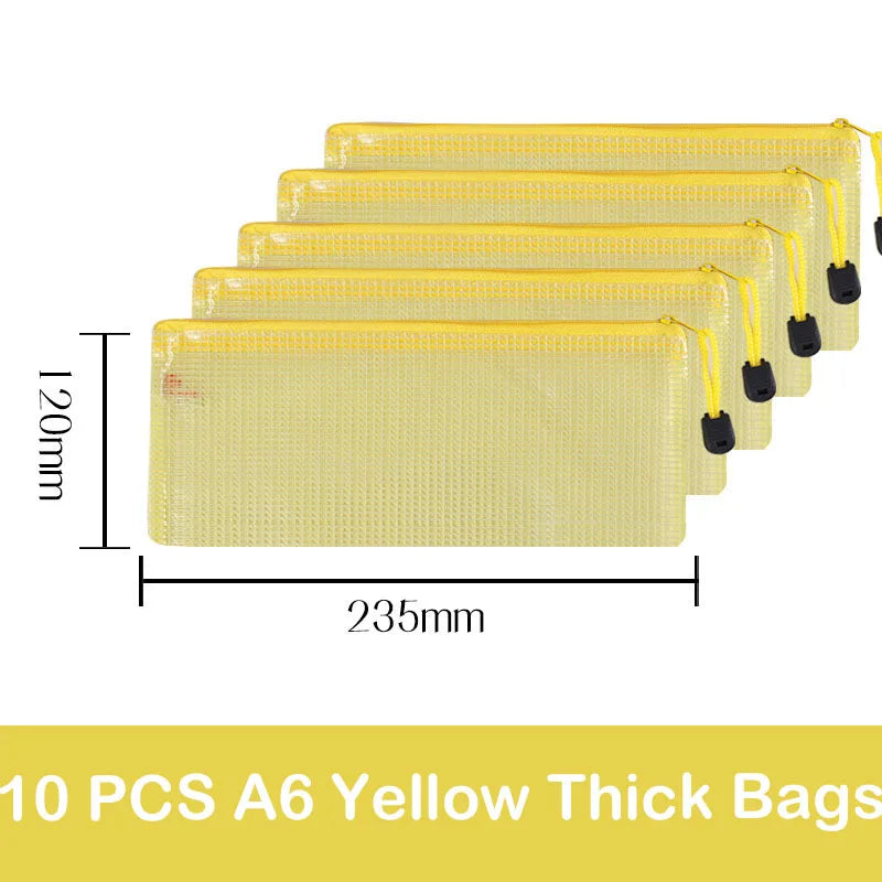 10/20 Pcs Mesh Zipper Pouch Document Bag Waterproof Zip File Folders A4 A5 A6 School Office Supplies Pencil Case
