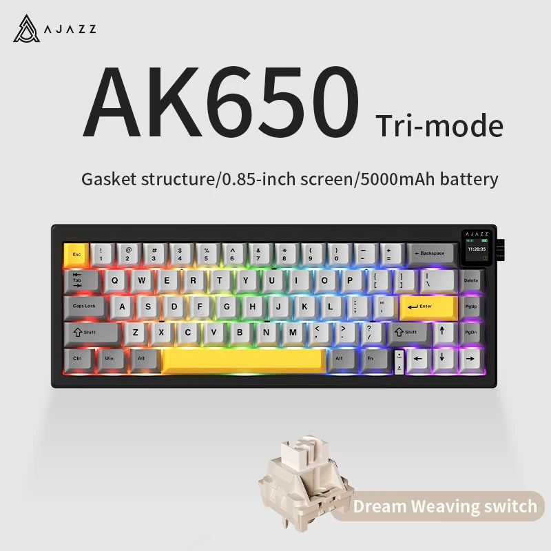 AK650 65% layout heat exchange gasket installation wireless mechanical keyboard RGB mini gaming keyboard + custom