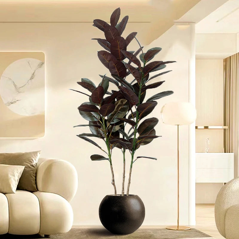 13-70in Large Ficus Tree Artificial Rubber Tree Plastic Banyan Plants Real Touch Banyan Leaves For Home Garden Shop