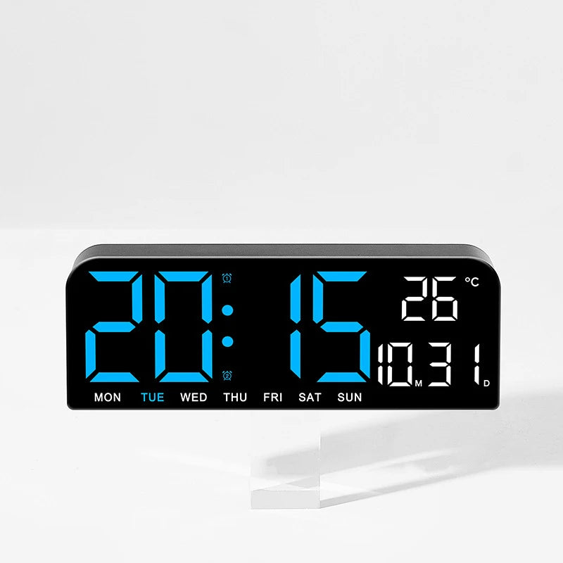 Large LED Digital Wall Clock Temperature Date Week Display Countdown Table Clock Brightness Adjustment Two Alarm 12/24h