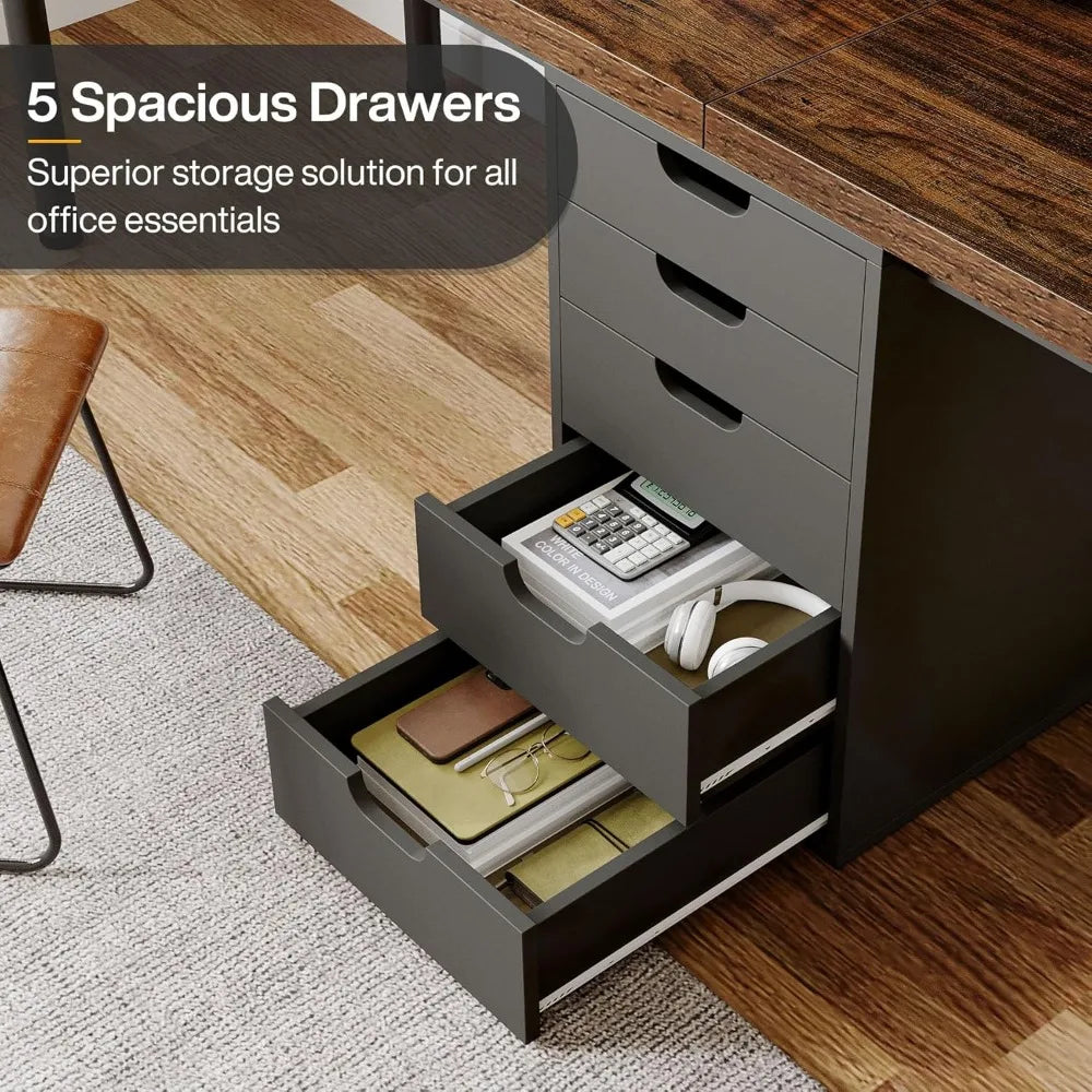 Two Person Computer Desk with 5 Drawers 78.7 Inches Extra Long Double Office Desk Modern Simple Double Computer Desk