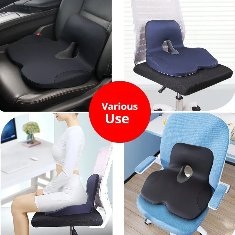 L-Shaped Integrated Office Chair Seat Cushion Memory Foam Seat Cushion Anti-Slip Bottom Pressure-Reducing Hip Waist