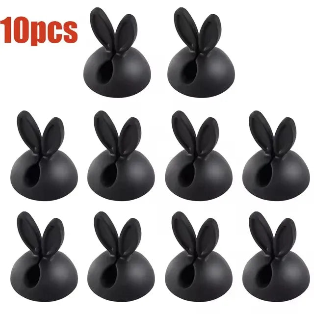 Cute Rabbit Ear Cable Manager Desktop Car Dashboard Charger Cables Clasp Clip Desk Line Organizer Bunny Ear Winder