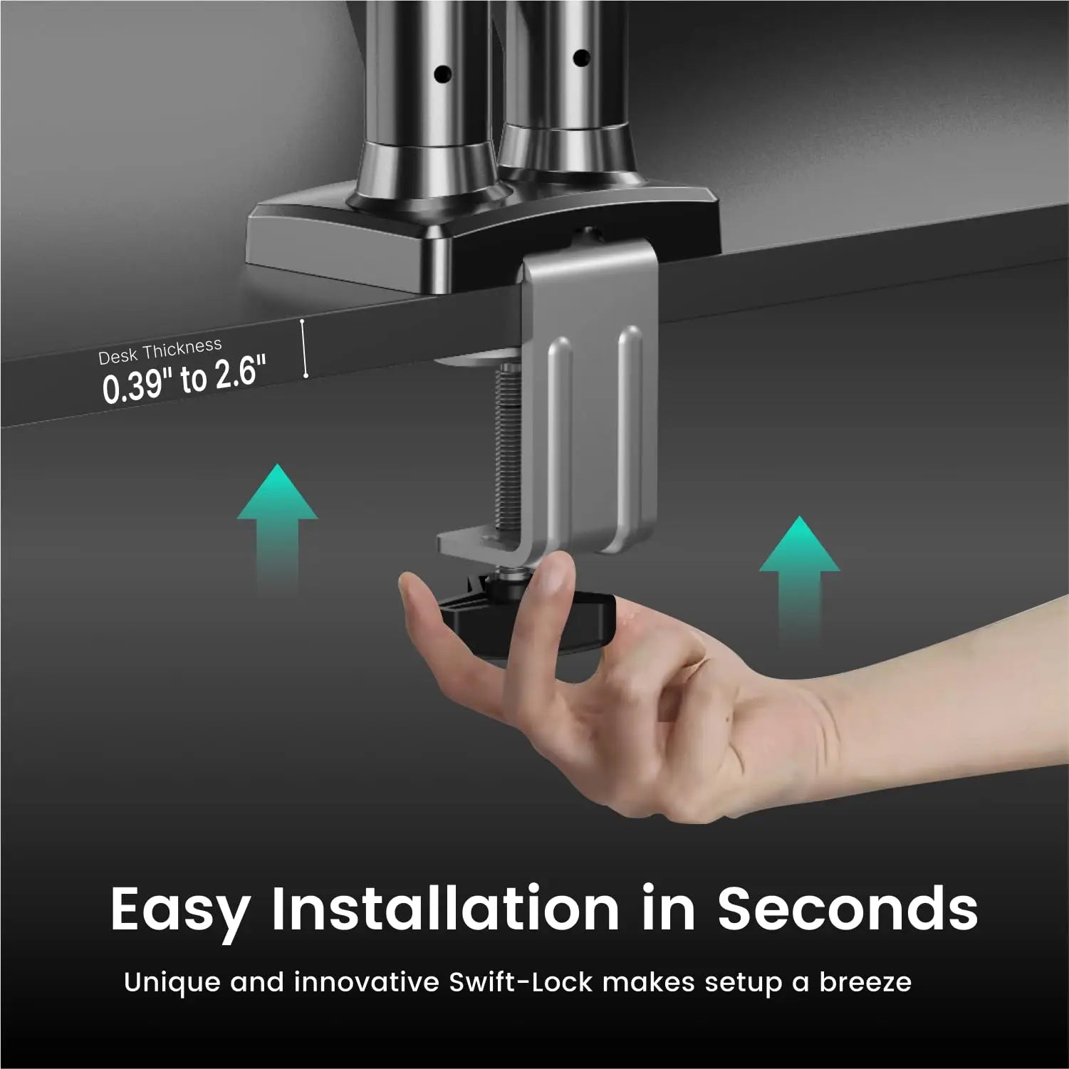 Nearhub MS-002 Monitor Arm Dual Arm With C-Clamp & Grommet Mount,Flexible Adjustment Effortless Installation Monitor Arm