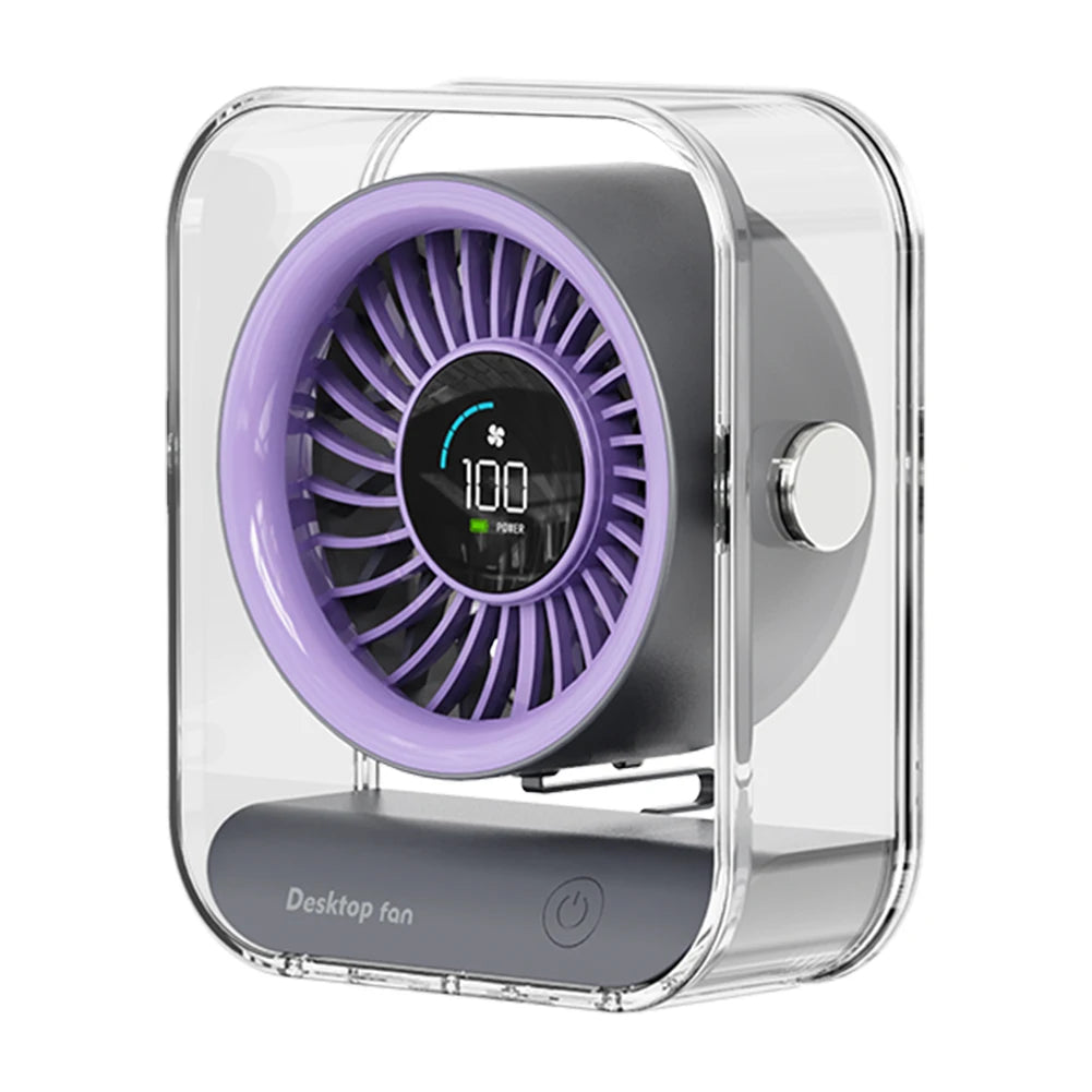 Desk Fan USB/Rechargeable Portable Table Desktop Air Circulator Fan LED Display Small Table Fan Ultra-Quiet Fans