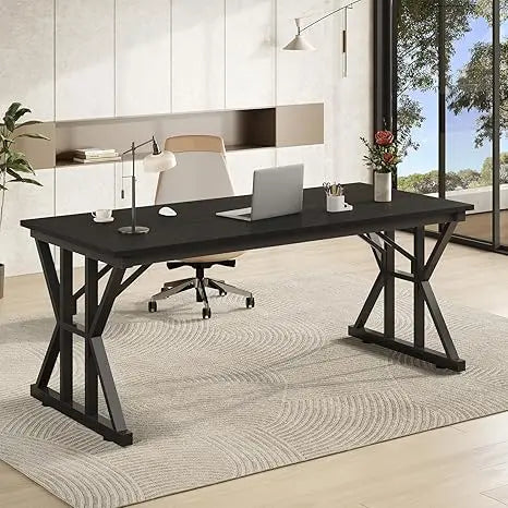 63 inch executive desk large desk with thickened frame computer desk modern minimalist desk for home work black