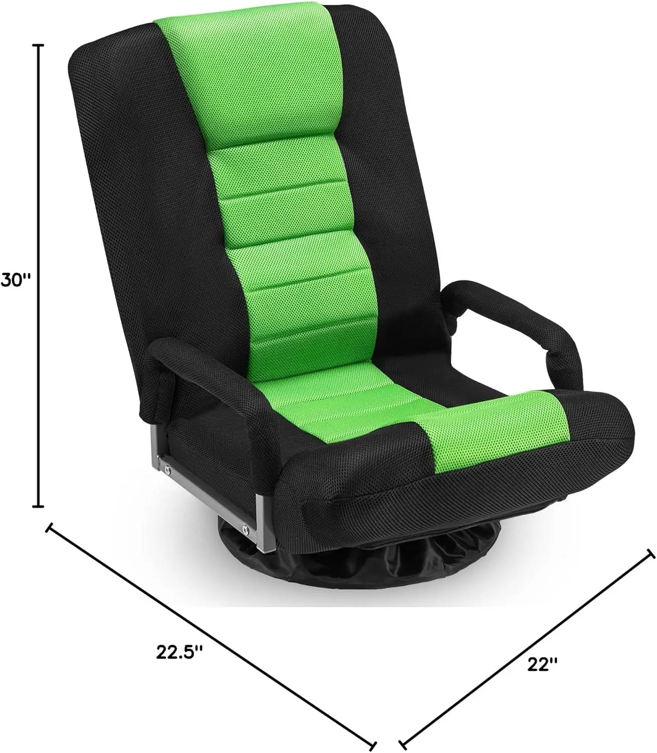 Swivel Floor Gaming Chair w/Armrests,Folding Video Reclining Sofa w/6 Adjustable Position Padded Backrest & Cushion