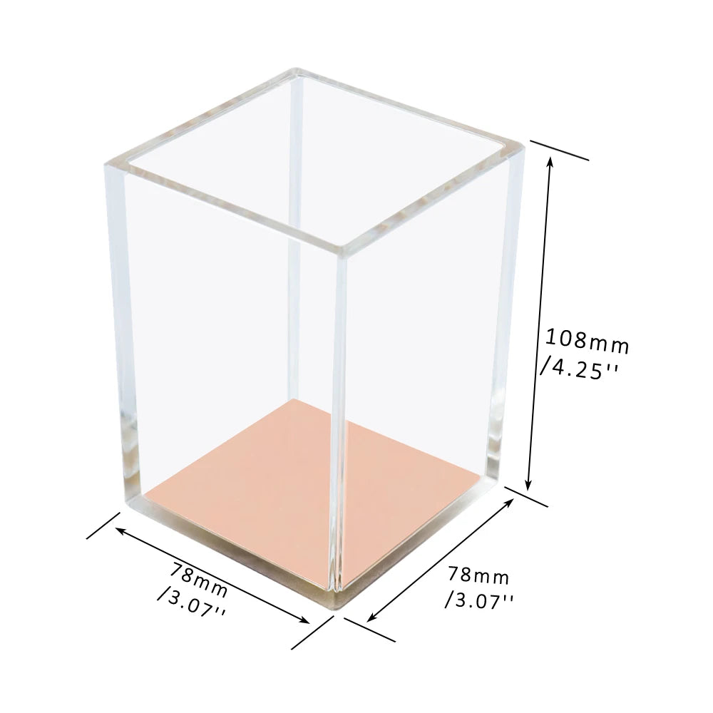 Pen Holder Clear Acrylic Makeup Brush Holder Pencil Holder Desk Organizer Cup Rose Gold Pencil Pot Office Organizer