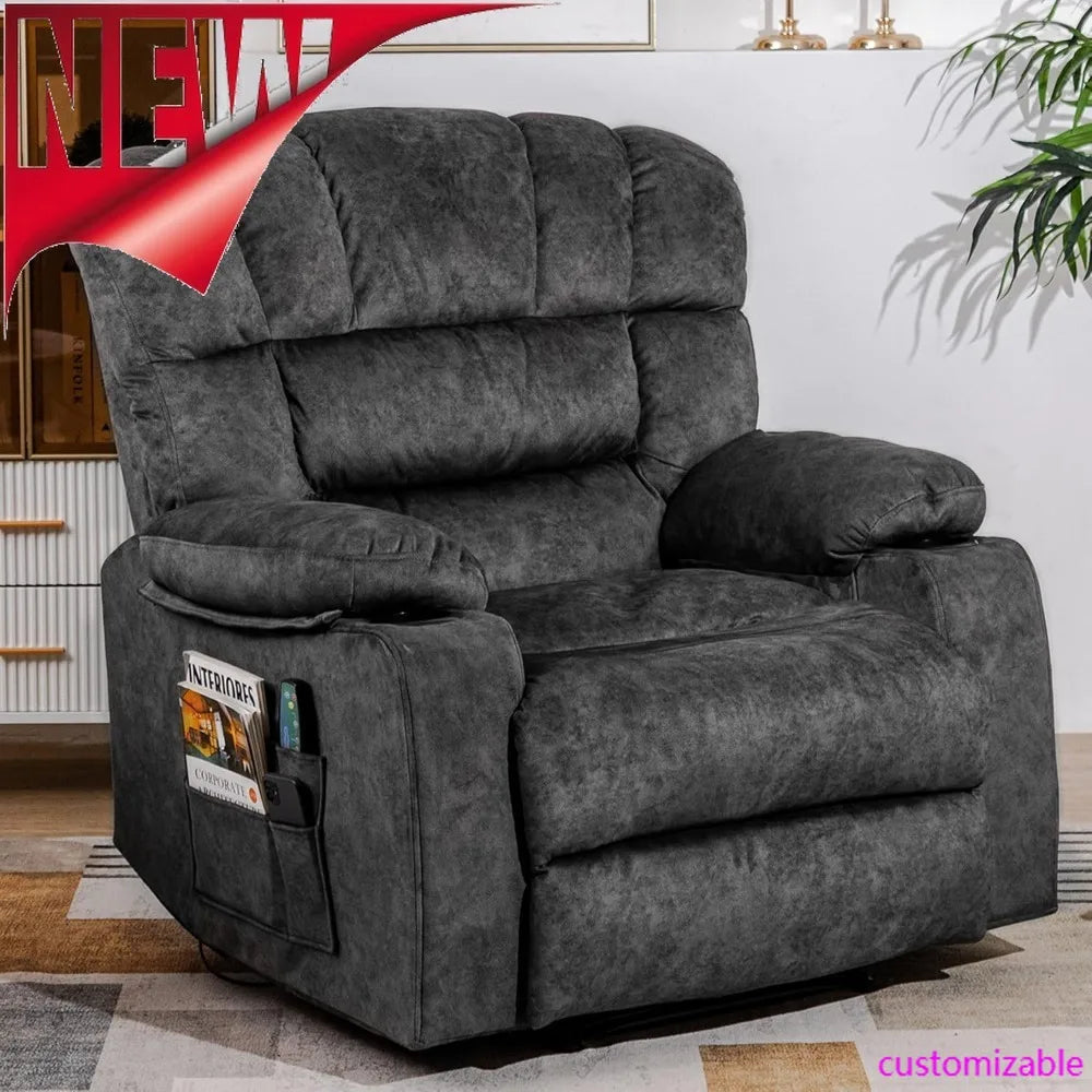 The New-Recliner Chair Modern Ergonomic Lounge Single Sofa Seat Living Room Gravity Recliners Foam Filling 2 Cup - set