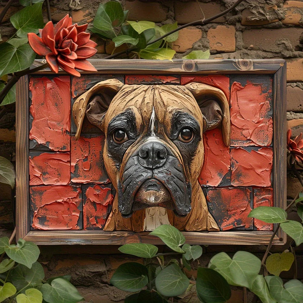 Boxer Dog Wall Art - Winter Themed Metal Sign - Home & Office Decorative Funny Vintage Sign - Ideal Gift for Father’s