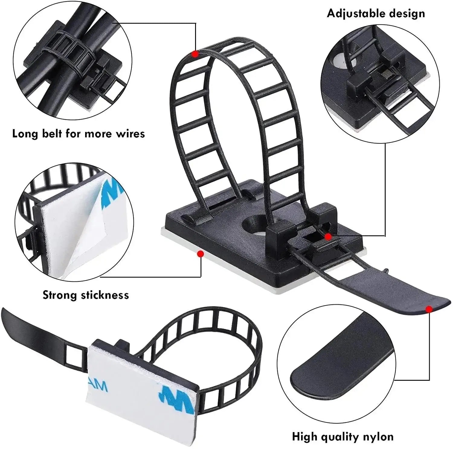 Adjustable Cable Organizer Wire Winder Clip Earphone Holder Self Adhesive Mouse Keyboard Cord Management USB Charger