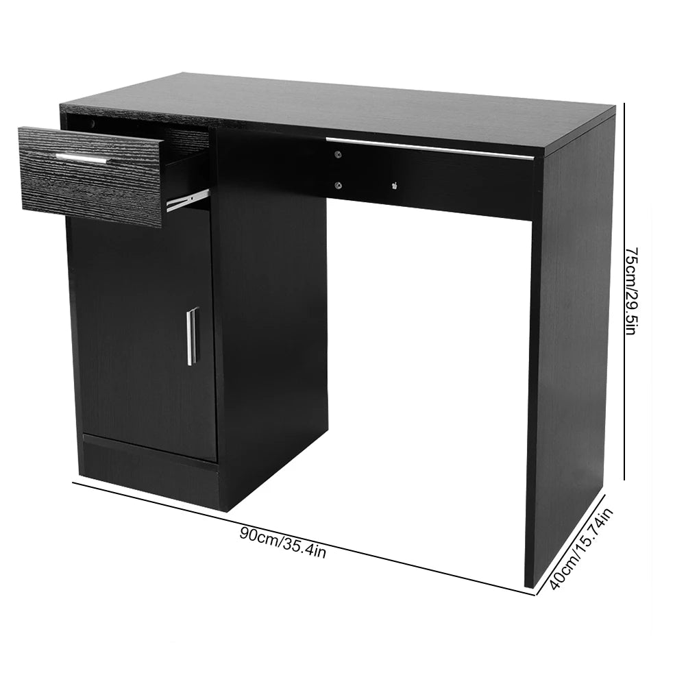 (Clearance Deal) Black Office Desk Compact Computer Desk Workstation 90*40*75cm Dorm Room Home Office Furniture