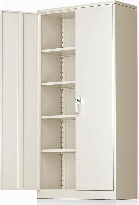 Metal Storage Cabinet with Doors and Adjustable Shelves,72’’Locking Tool Steel Garage Cabinet,Utility Metal Filing