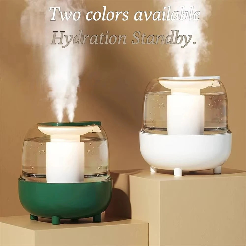 4L Large Capacity Dual Spray Humidifier with Display USB Quiet Cool Mist Maker Air Purifier with Night Light for Home