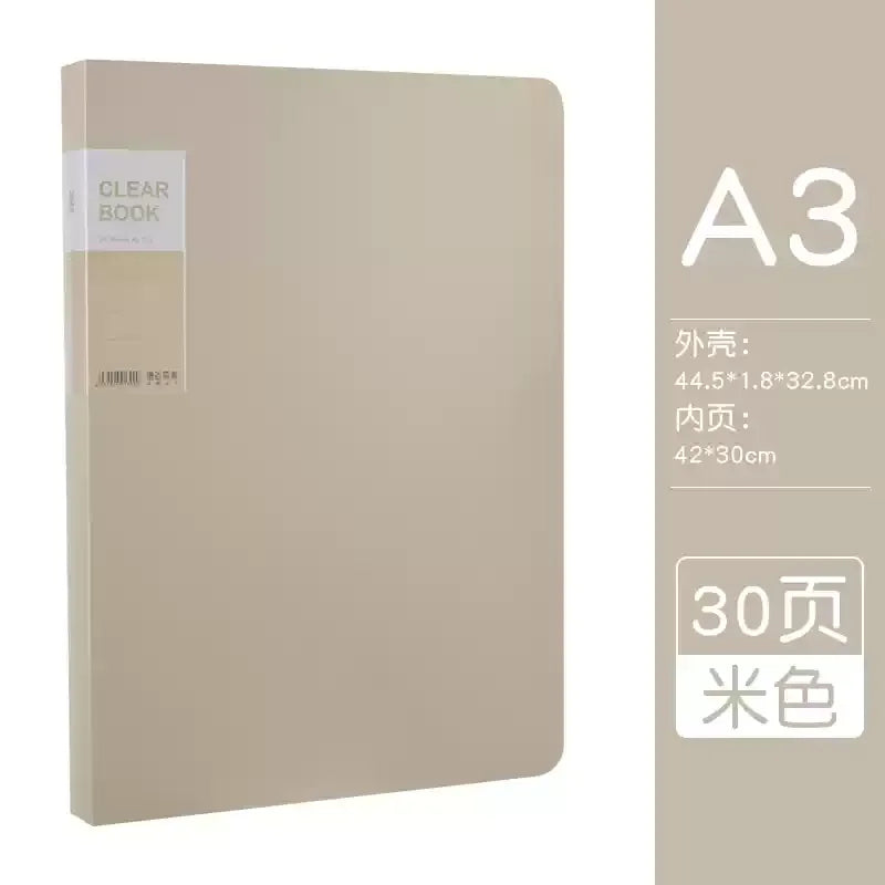 File Folder A3 20/30/40/60 Pocket Picture Album Document Bag 8k Folder Art Work Collection Organizer Office Student
