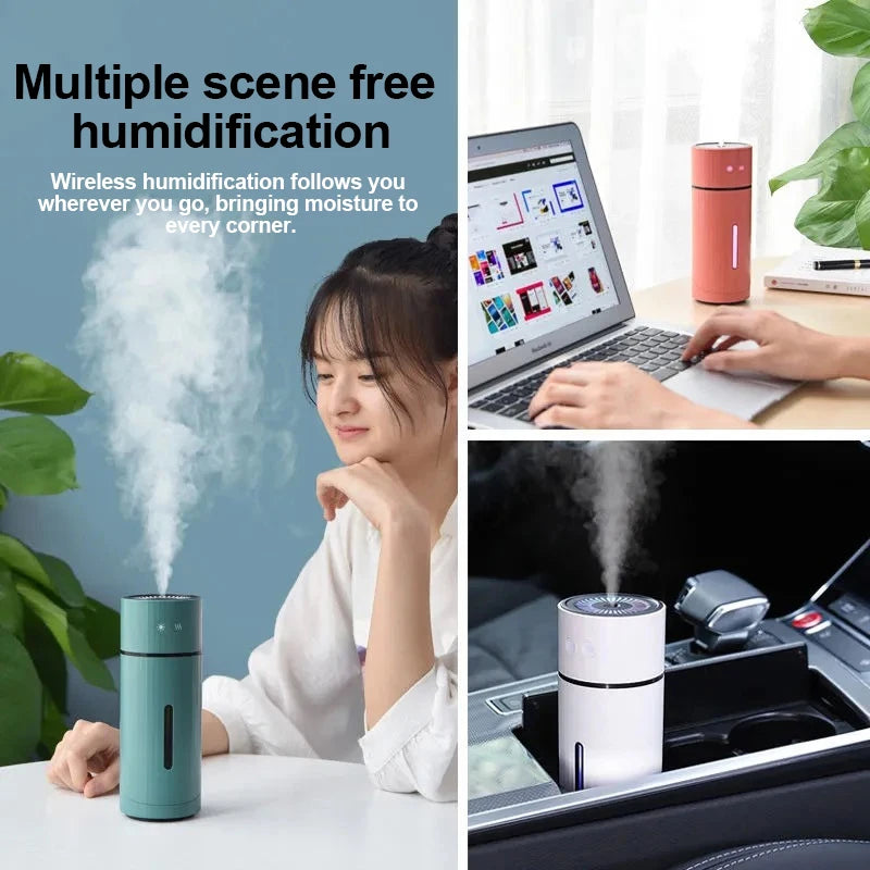 260ML Wireless Air Humidifier USB Aromatherapy Diffuser 1000mAh Rechargeable Battery Ultrasonic Cool Mist Maker Quiet