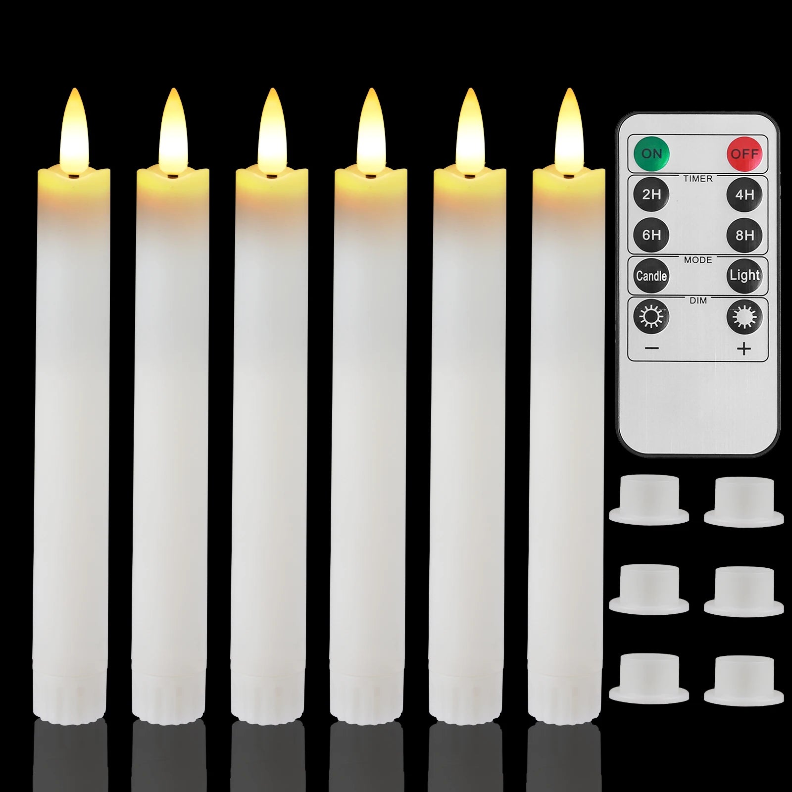 6/18/24Pc 6.6inch LED Flameless Taper Candles with Remote Flickering CandleSticks Plastic Window Candles for Halloween