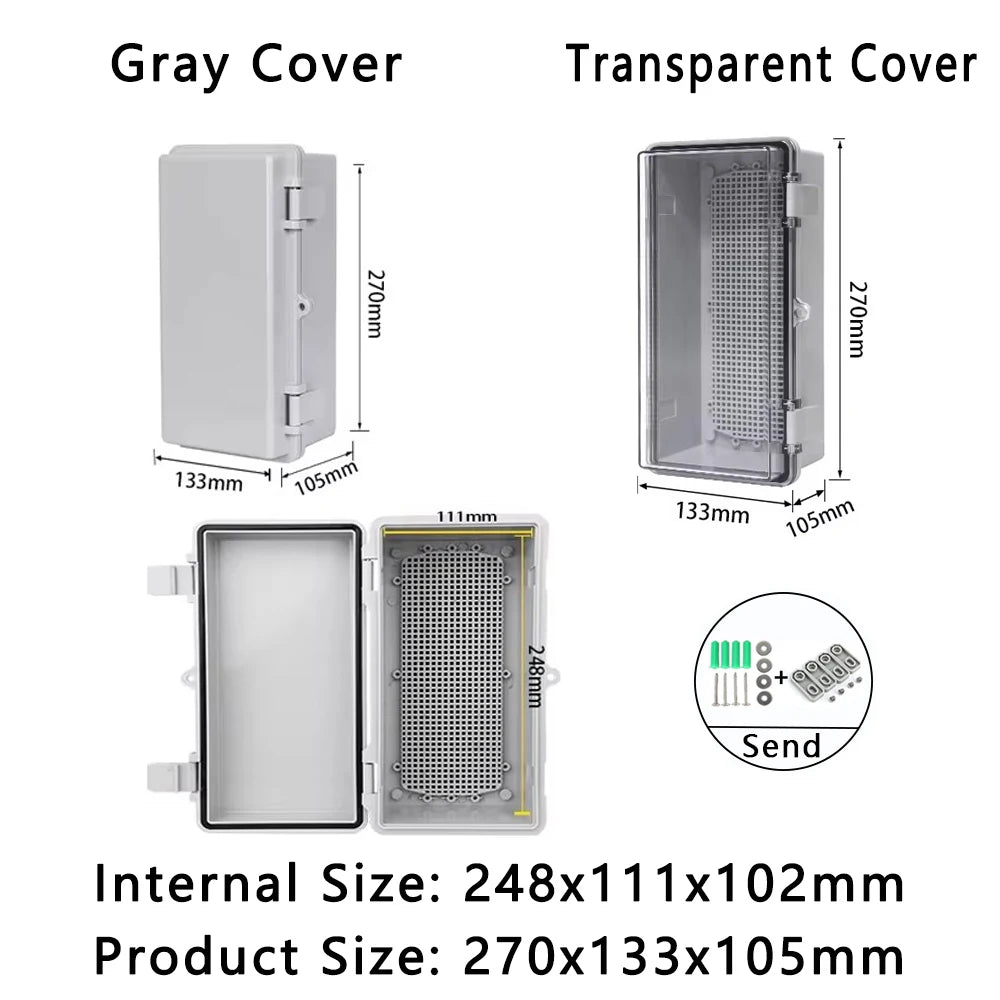 IP66 Waterproof Plastic Box ABS Wire Junction Box Gray/Transparent Cover Enclosure Outdoor Electronic Engineering