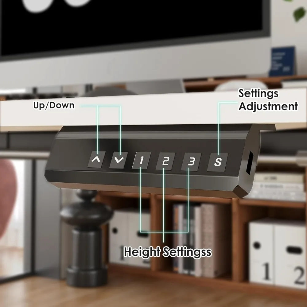 Electric Standing Desk Adjustable Height Sit Stand Home Office Desk with Splice Board - United States / White