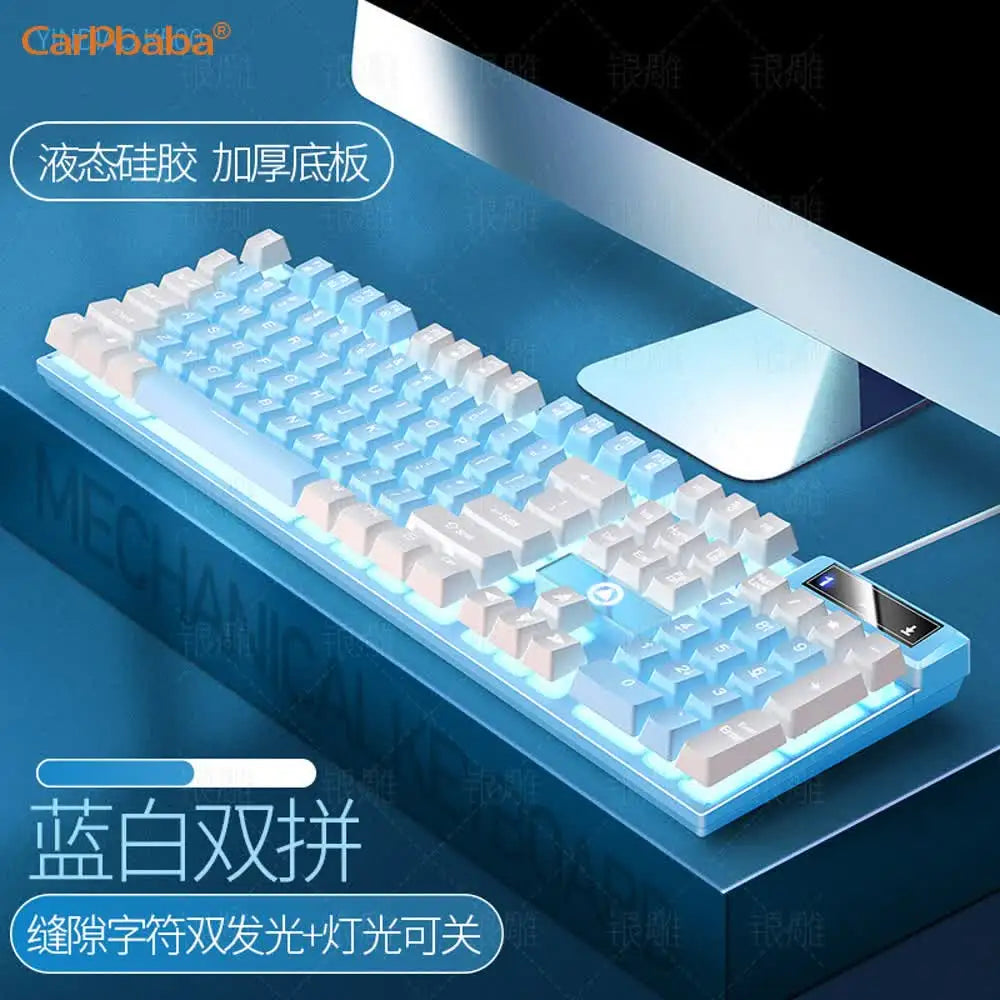 Carpbaba K500 104 Key USB Wired Gaming Keyboard Color Backlit Mechanical Hand Feel Keyboard for Computer Laptop PC