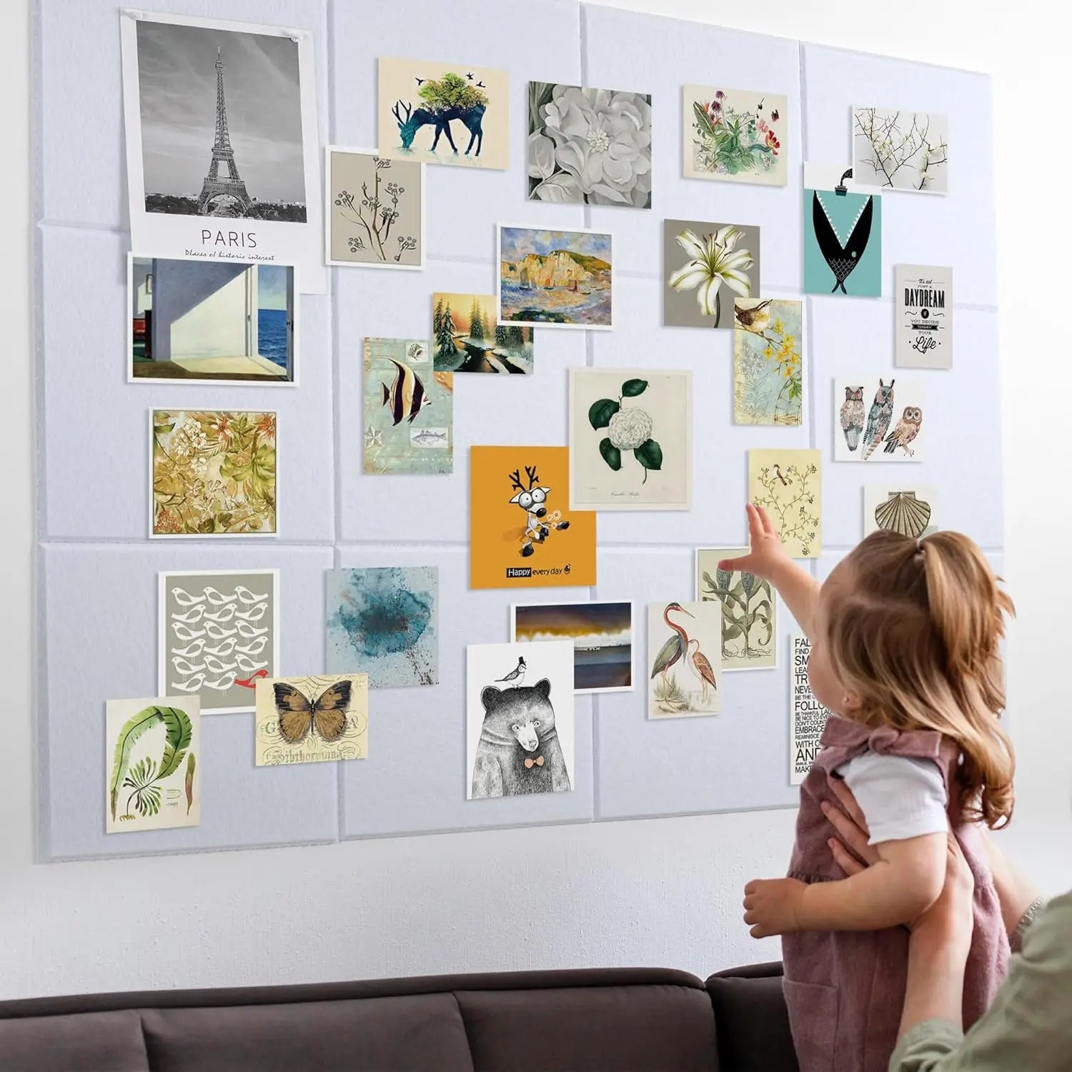 6-12PCS Large Cork Board Alternative Felt Wall Tiles Self-Adhesive Wall Panels Bulletin Board Pin Board for Office