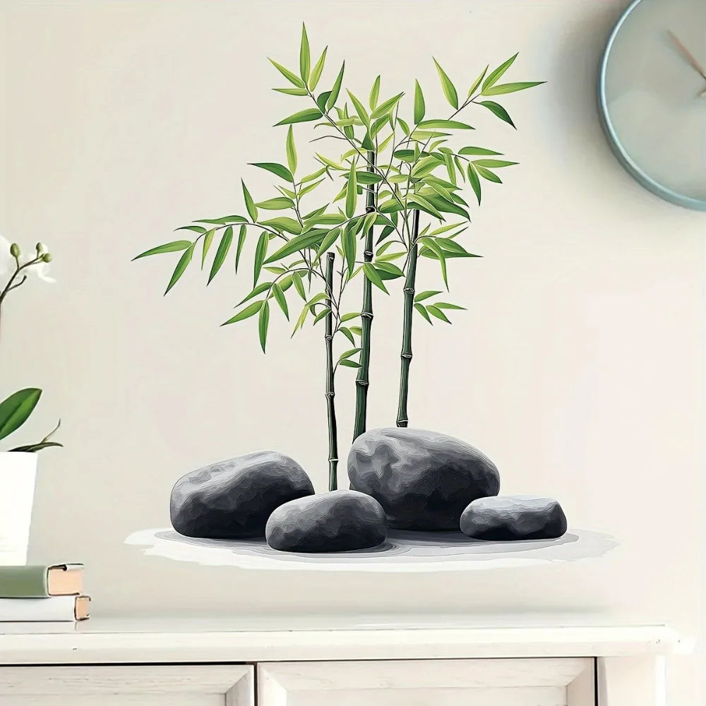 Green Bamboo Leaf Plants Wall Stickers Decals Baby Nusery Bathroom Office Bedroom Kitchen Home Decoration