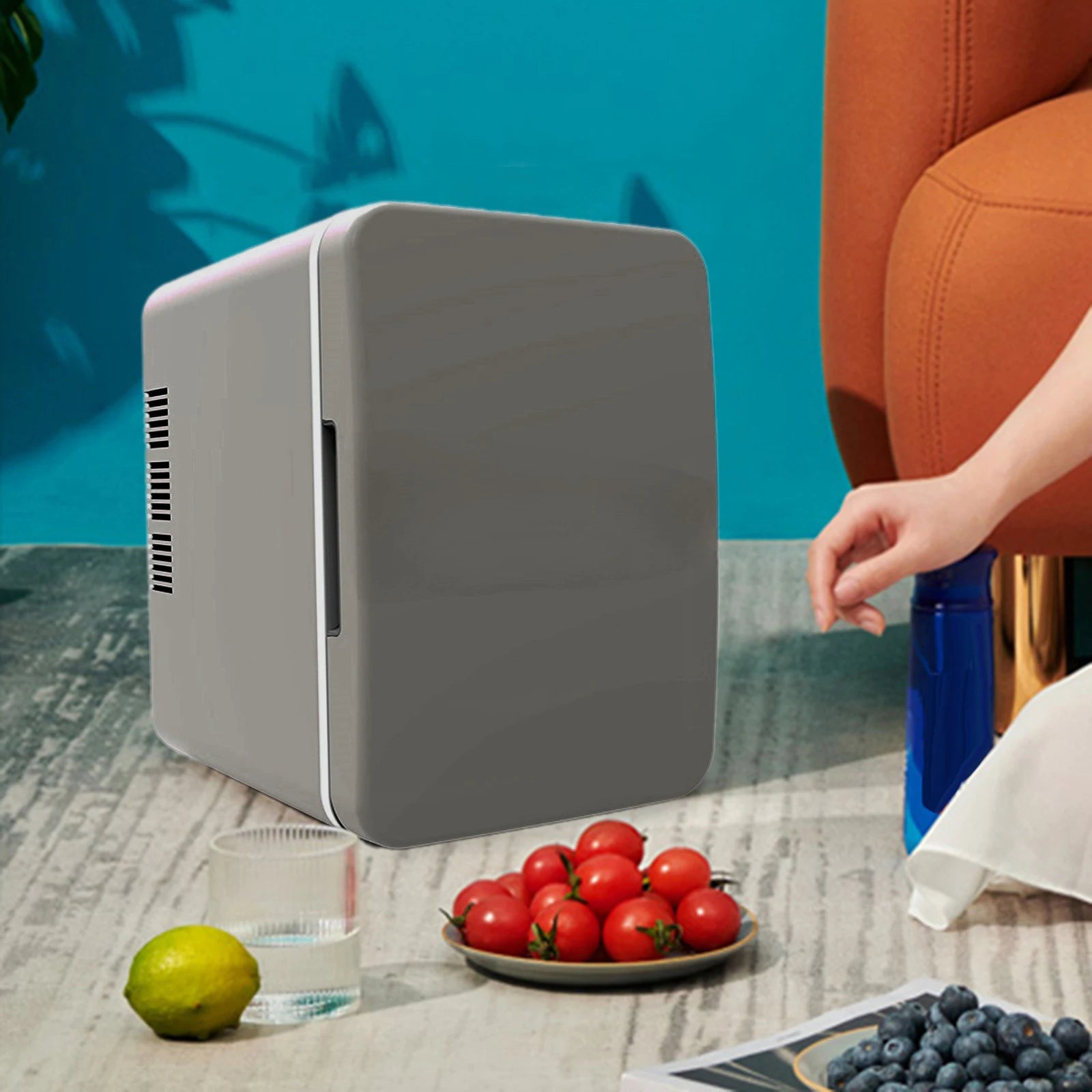 4L Mini Fridge Multi Use Cosmetics Fridge Desktop Small Portable Cooling Case for Outdoor Camping Picnic