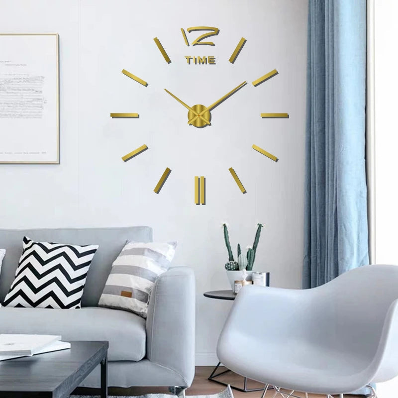 2023 Modern Design Large Wall Clock 3D DIY Quartz Clocks Fashion Watches Acrylic Mirror Stickers Living Room Home Decor