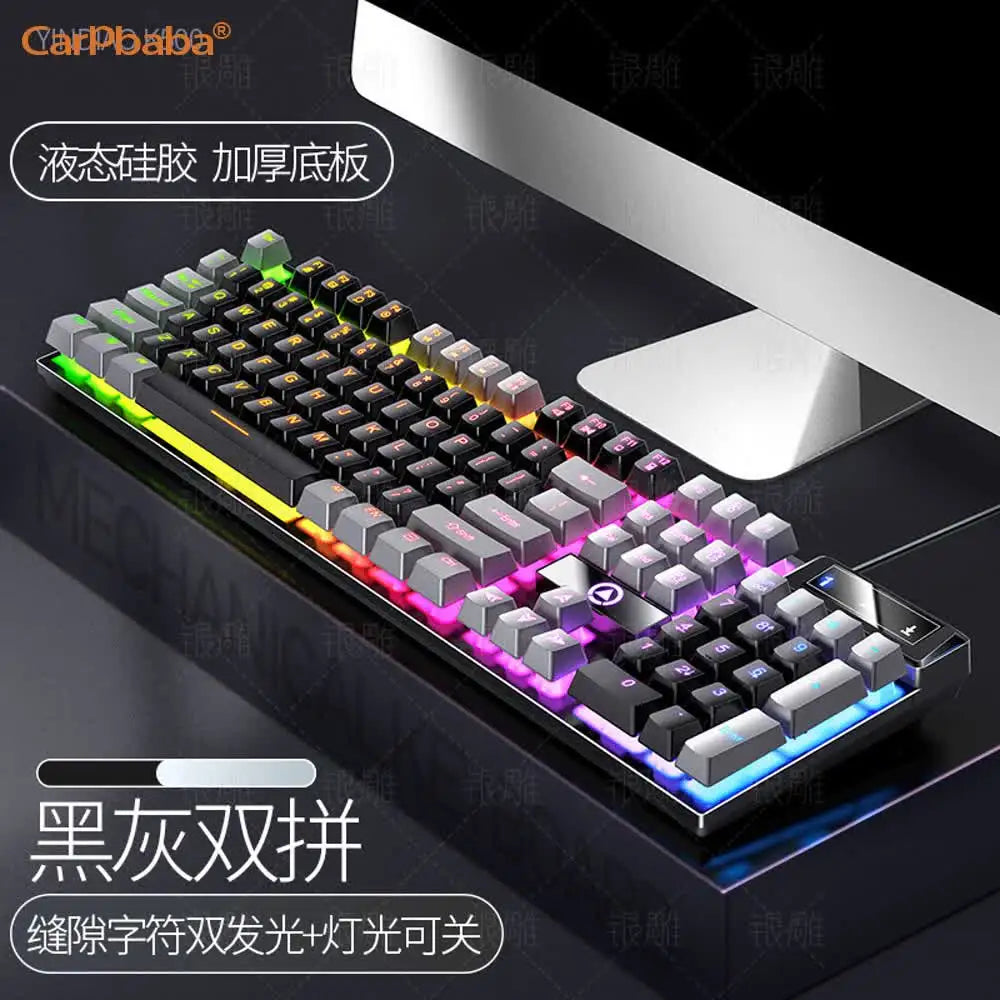 Carpbaba K500 104 Key USB Wired Gaming Keyboard Color Backlit Mechanical Hand Feel Keyboard for Computer Laptop PC