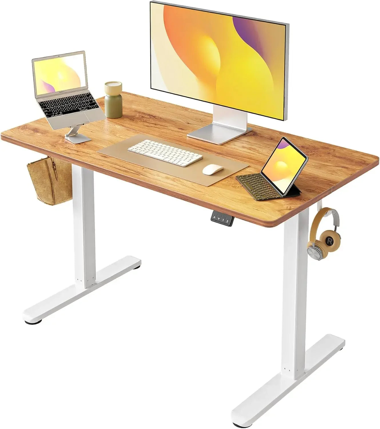 Electric Standing Desk 55 x 24 Inches Height Adjustable Stand up Desk Sit Stand Home Office Desk Computer Desk - Light