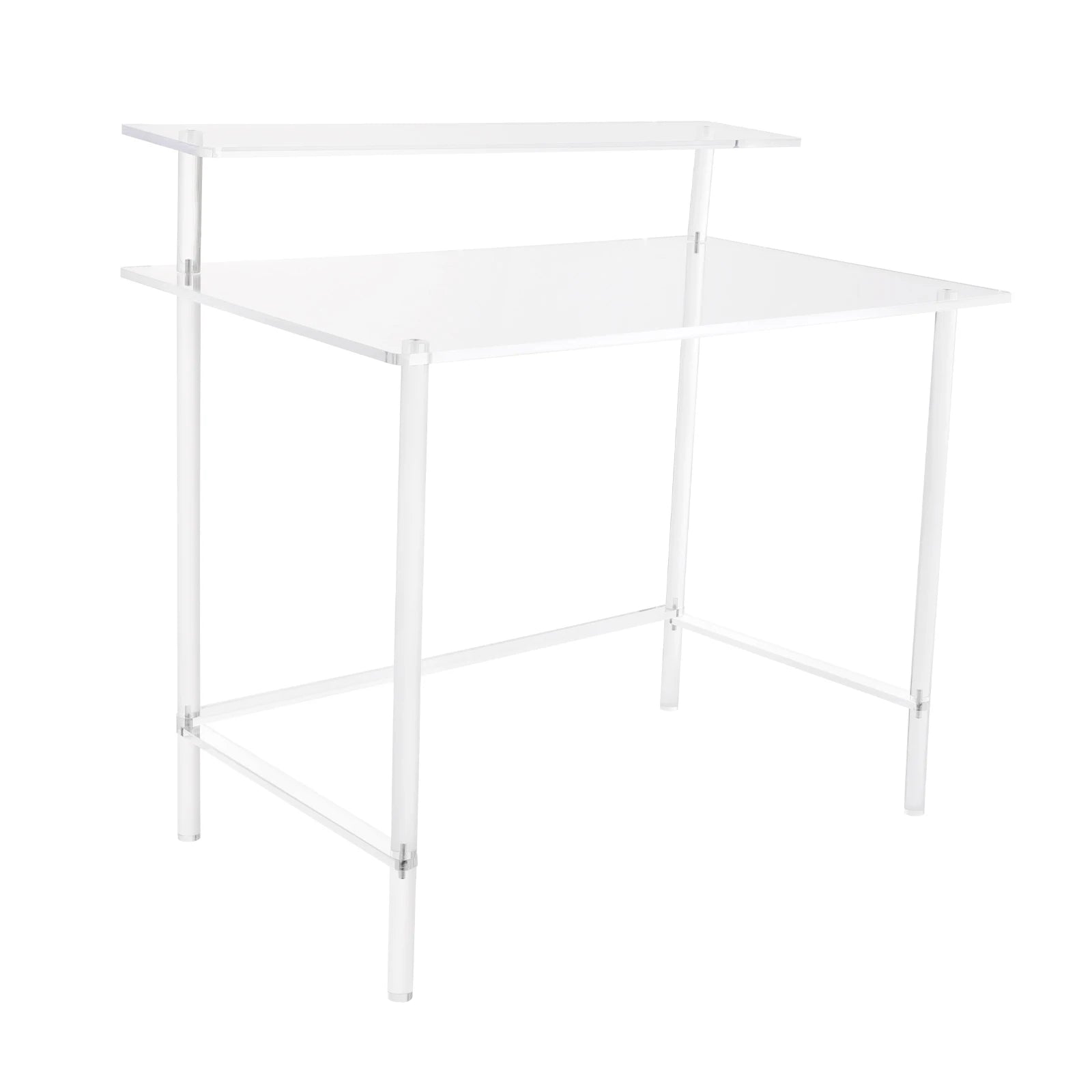 Home Office Desk 2-tier Acrylic Desk Modern Clear Desk Study Writing Table Computer Desk for Office Living Room Bedroom