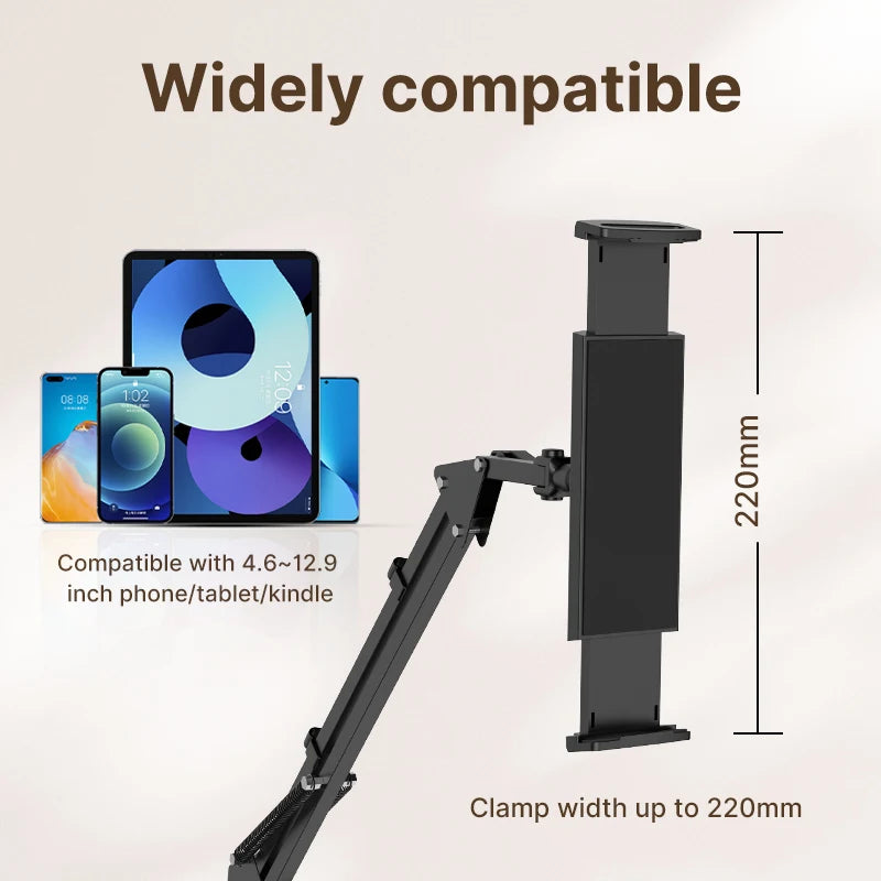 Ulanzi T2 Metal Desktop Stand 360°LongArm Tablet Holder 10kgLoad Bed Desktop Lazy Bracket for IPad 4.6~12.9inch