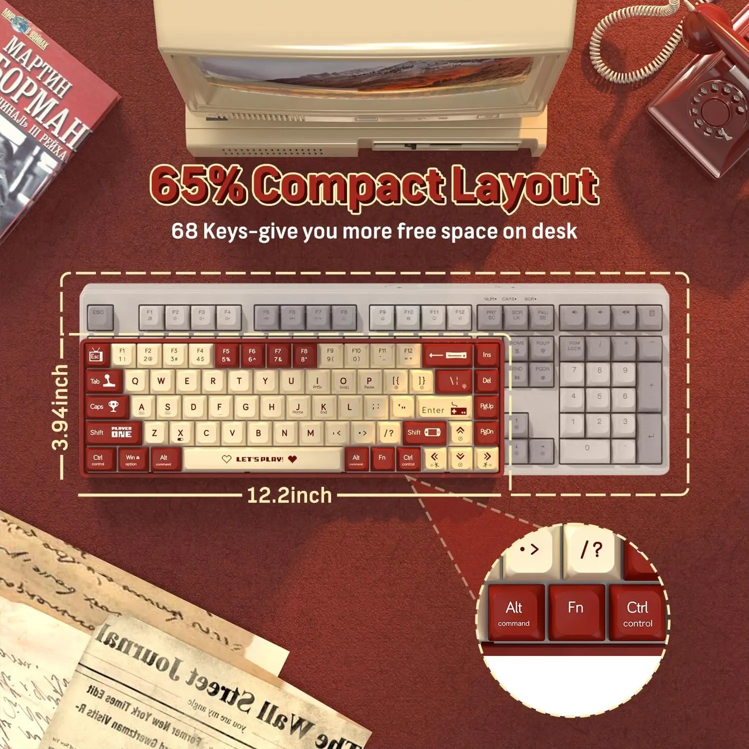 MAMBASNAKE x ATTACK SHARK AK680 65% Wired Mechanical Gaming Keyboard,Hot-Swappable,RGB Rainbow Backlit - Desktop