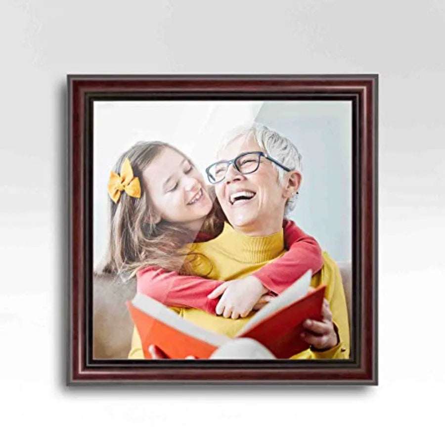 27x27 Inch Solid Wood Picture Frame in Brown Round Mahogany Finish with 1.25 Inch Moulding Width Ideal for Home Decor