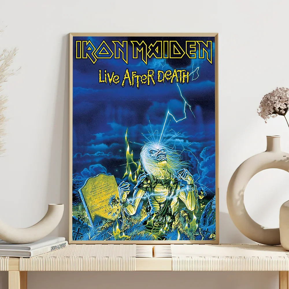 Band I-Iron M-Maiden Poster Self Adhesive Painting Living Room Office Decoration Bedroom Home Wall Sticker Prints - z3