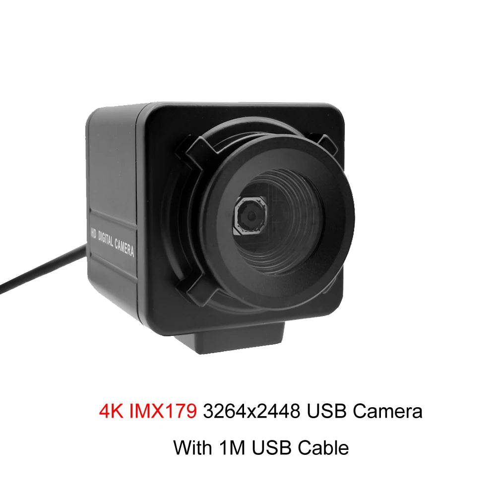Industrial USB Webcam 12MP IMX362 / 4K IMX179 Autofocus Mini Metal Usb Camera No Distortion Lens For Live Video
